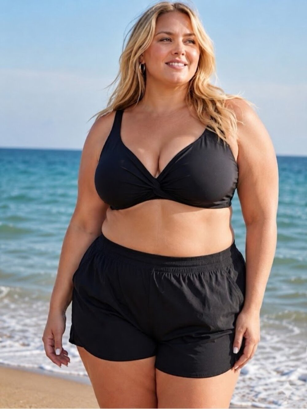 Penningtons TiVoglio Black Swim Cover-Up Shorts Swimsuit Bottoms size X XL